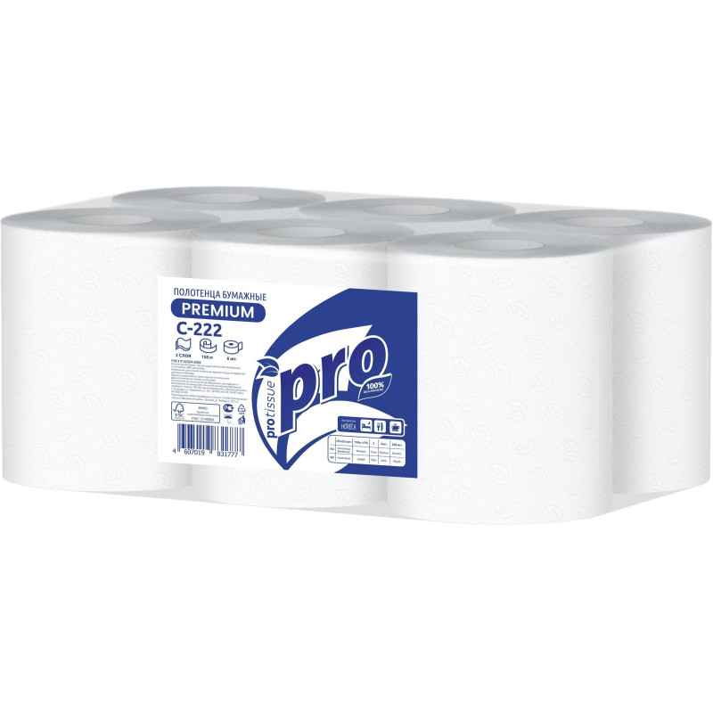 Полотенца бумажные д/дисп. Protissue 2сл.150м 6 рул С 222