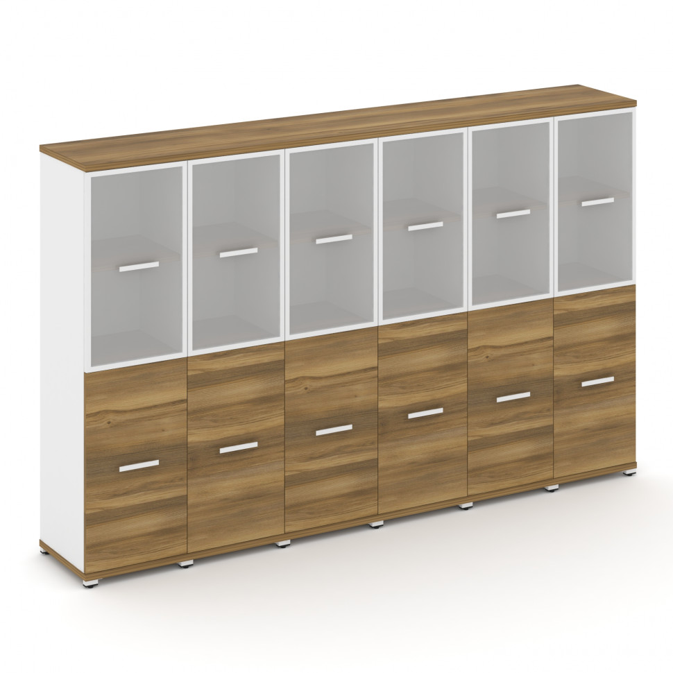 Concept Шкаф 6 узких секций, 4 ниши CN.STU-462 RMW W Сандал Янтарный/Белый Бриллиант/Металл Белый/Са