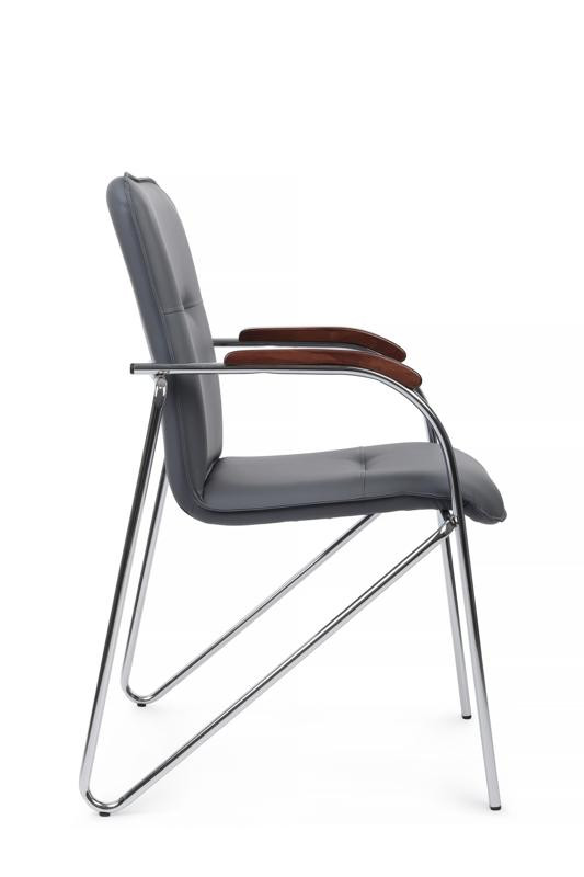 Стул самба с деревянными подлокотниками SMB-02H Хром гальв. Серый