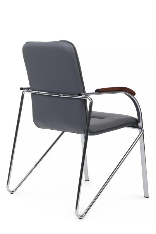 Стул самба с деревянными подлокотниками SMB-02H Хром гальв. Серый