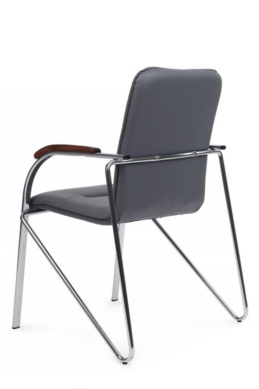 Стул самба с деревянными подлокотниками SMB-02H Хром гальв. Серый