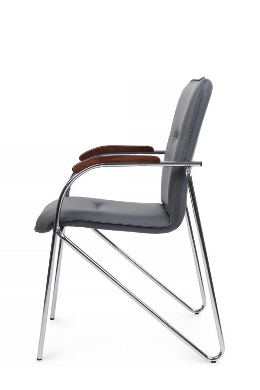 Стул самба с деревянными подлокотниками SMB-02H Хром гальв. Серый