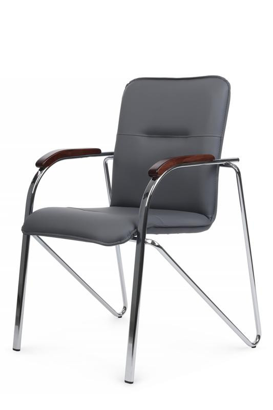 Стул самба с деревянными подлокотниками SMB-02H Хром гальв. Серый