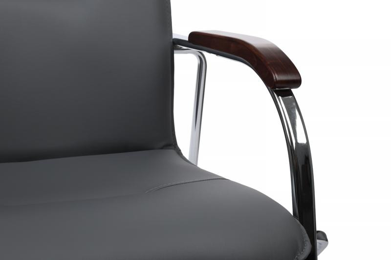 Стул Самба с деревянными подлокотниками SMB-02H Хром гальв. Серый