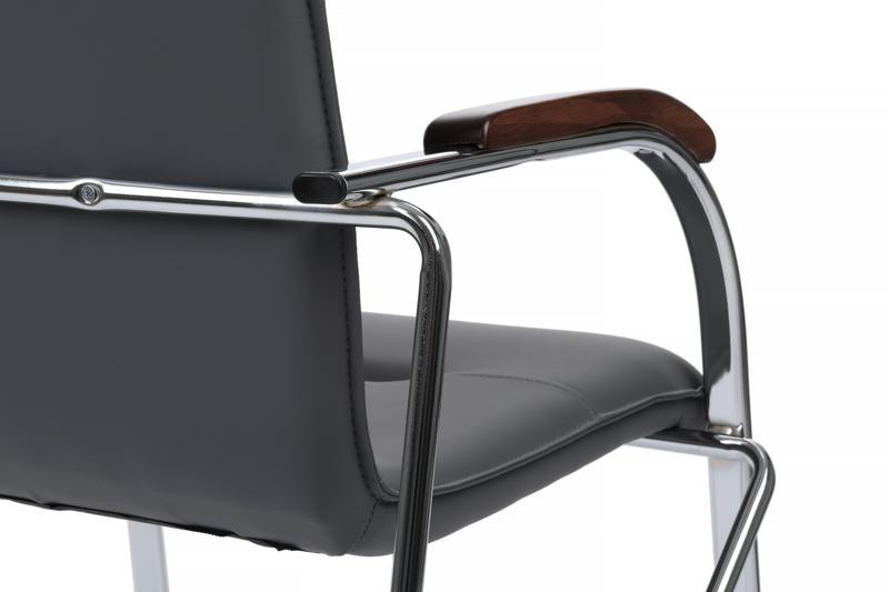 Стул Самба с деревянными подлокотниками SMB-02H Хром гальв. Серый