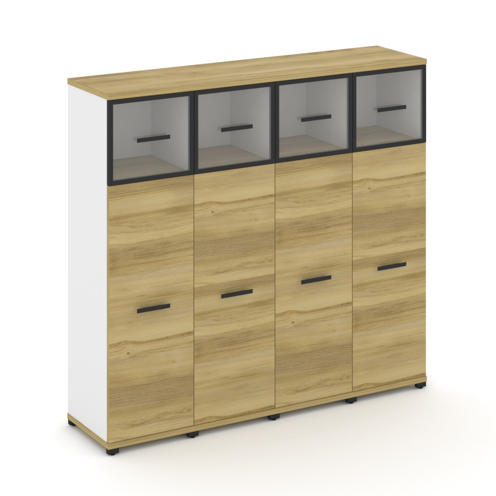 Concept Шкаф 4 узкие секции, 4 ниши CN.STU-444 RPB B Дуб Винченцо/Белый Бриллиант/Металл Черный/Проз