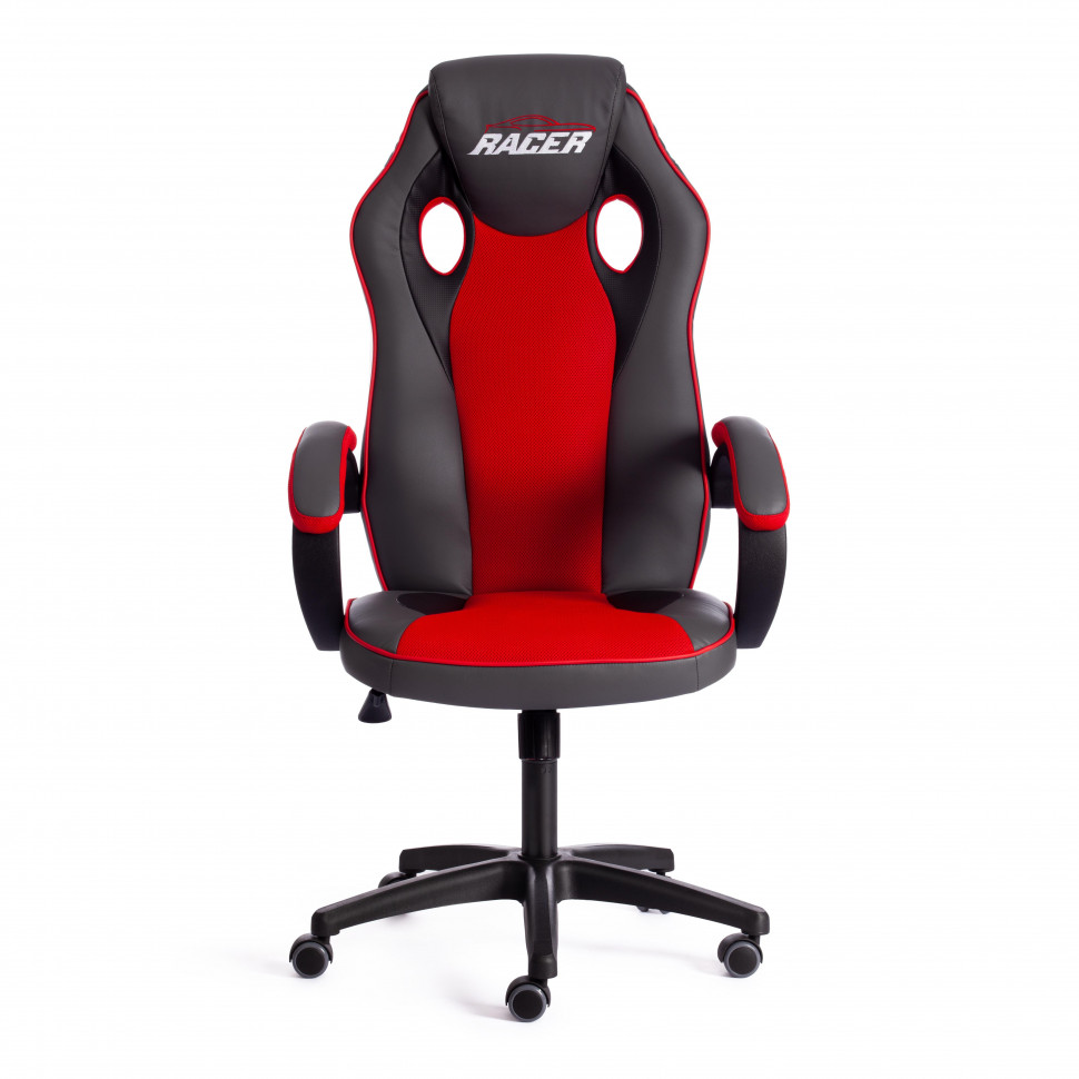Кресло RACER GT new кож/зам/ткань, металлик/красный, 36/08