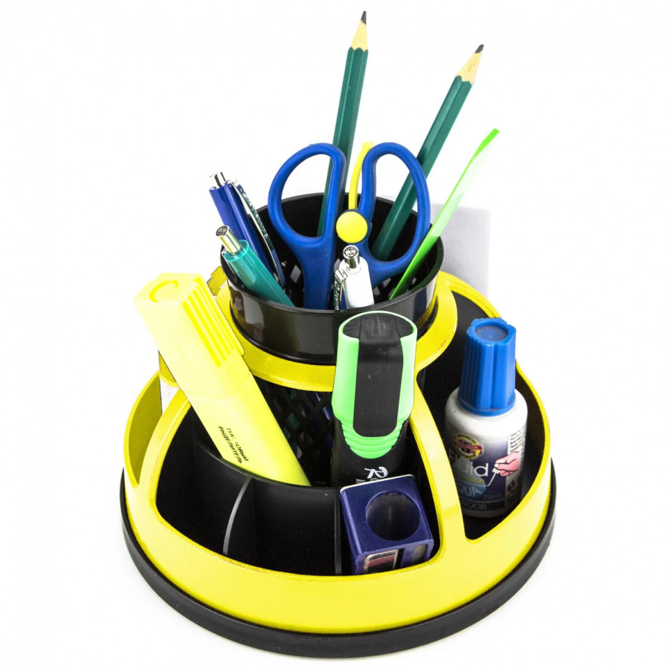 Подставка-органайзер д/канц.мелочей Attache вращ-ся 5отд желтый/серый Подставка-органайзер д/канц.мелочей Attache вращ-ся 5отд желтый/серый