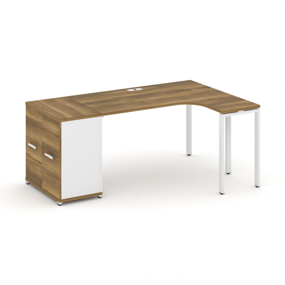 Concept Стол эргономичный с опорным распаш. шкафом CN.SA-209(R) W Сандал Янтарный/Белый Бриллиант/Ме Concept Стол эргономичный с опорным распаш. шкафом CN.SA-209(R) W Сандал Янтарный/Белый Бриллиант/Ме