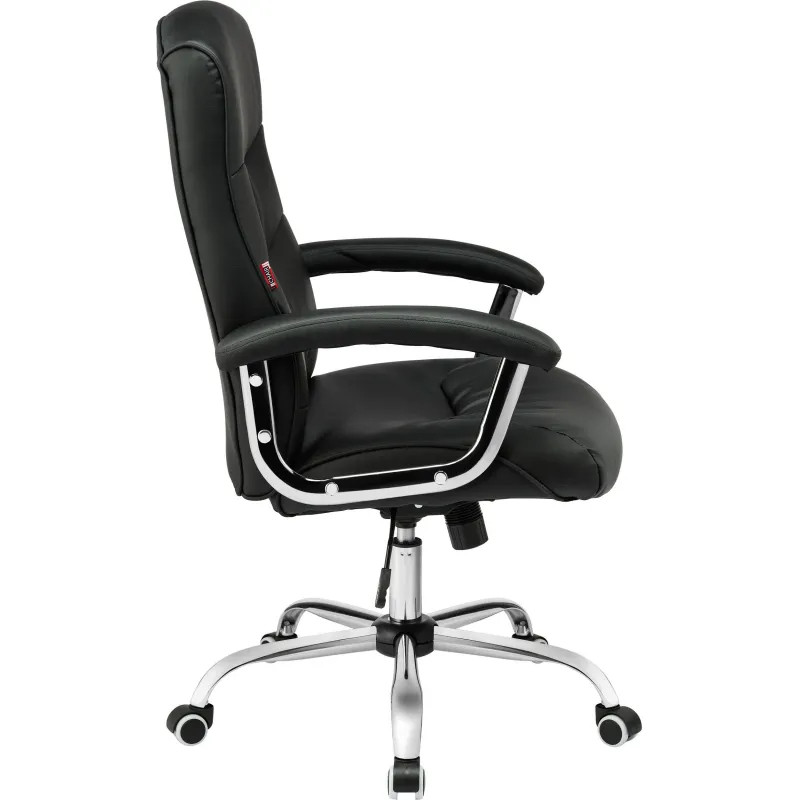 Кресло BN_Dt_EChair-550 TR рец.кожа черная, хром