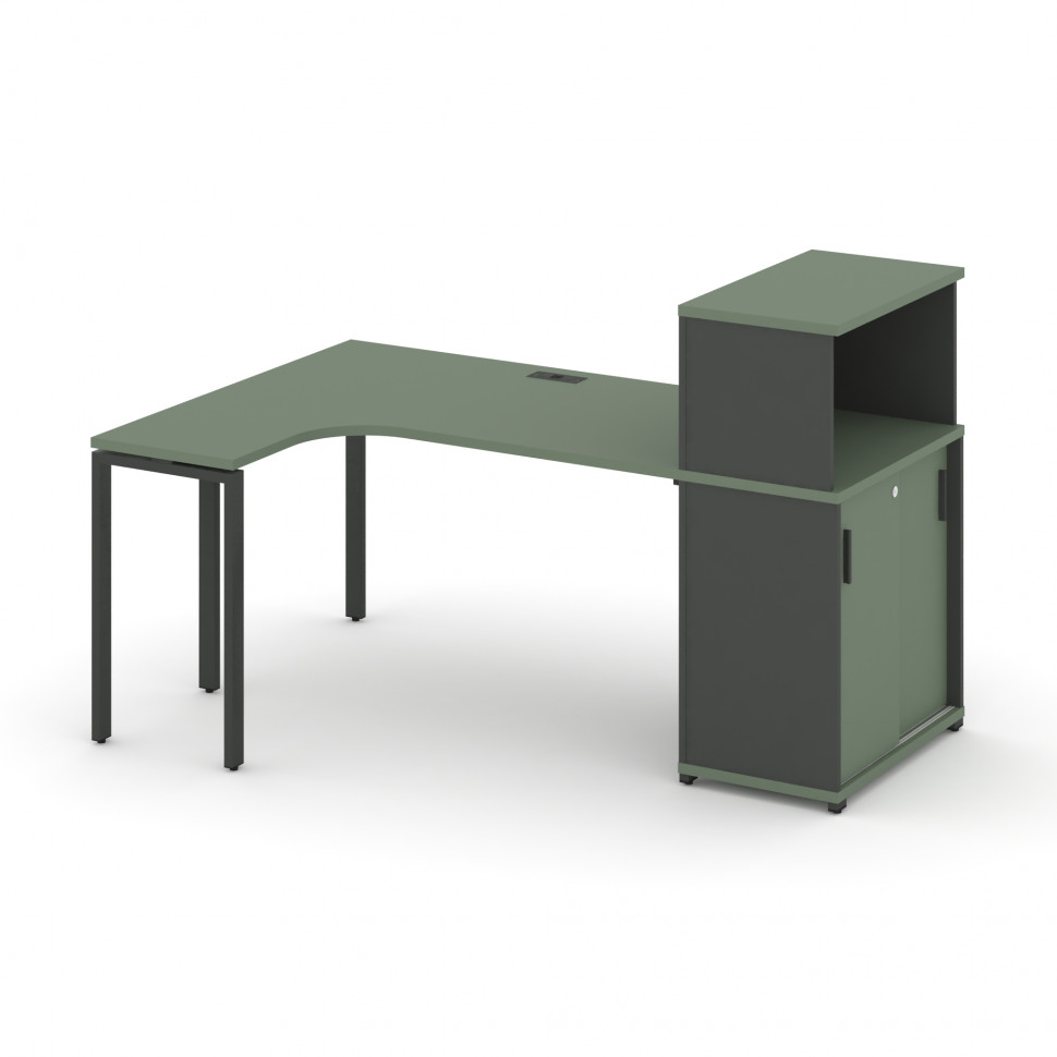 Concept Стол эргономичный с опорным шкафом-купе с надставкой низ.  CN.SA-219(L) A Кобо/Антрацит/Мета
