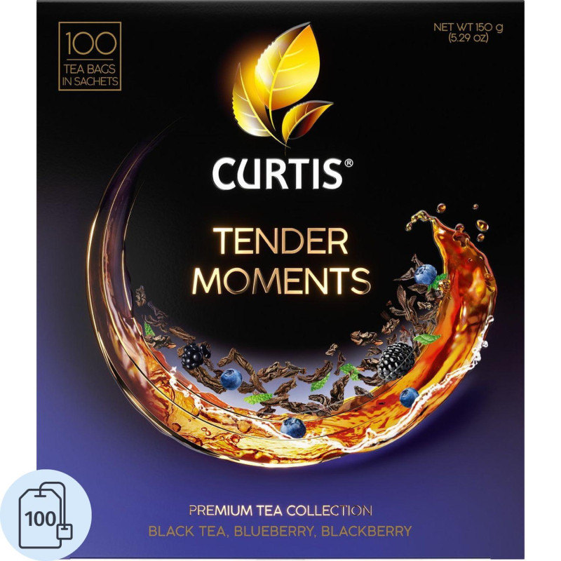 Чай Curtis Tender Moments черный со вк. черники, ежев. и мяты,1,5гх100пак