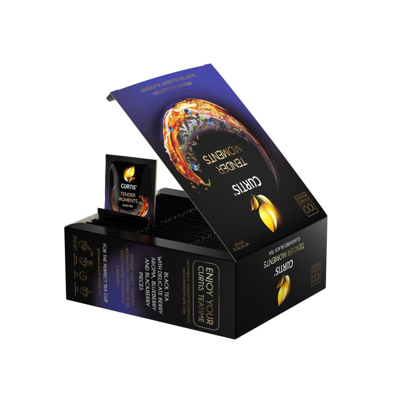 Чай Curtis Tender Moments черный со вк. черники, ежев. и мяты,1,5гх100пак
