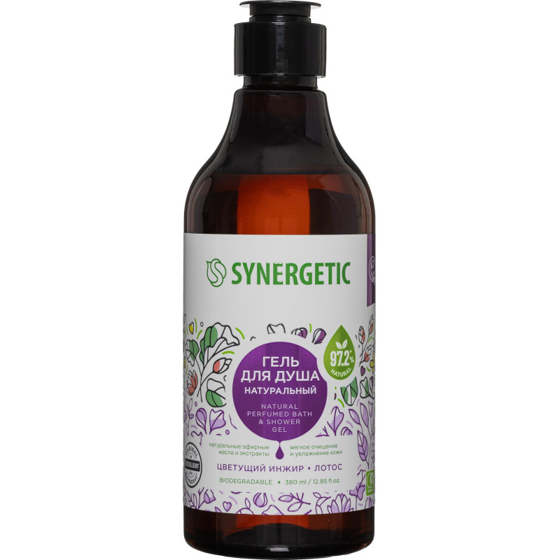 Гель для душа Synergetic Цветущий инжир и лотос, 380мл