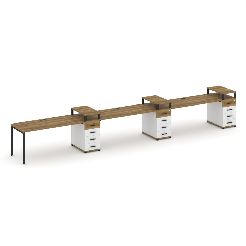 Concept Рабочая станция 3 места с 3 опорными тумбами CN.ORS-460 B Сандал Янтарный/Белый Бриллиант/Ме