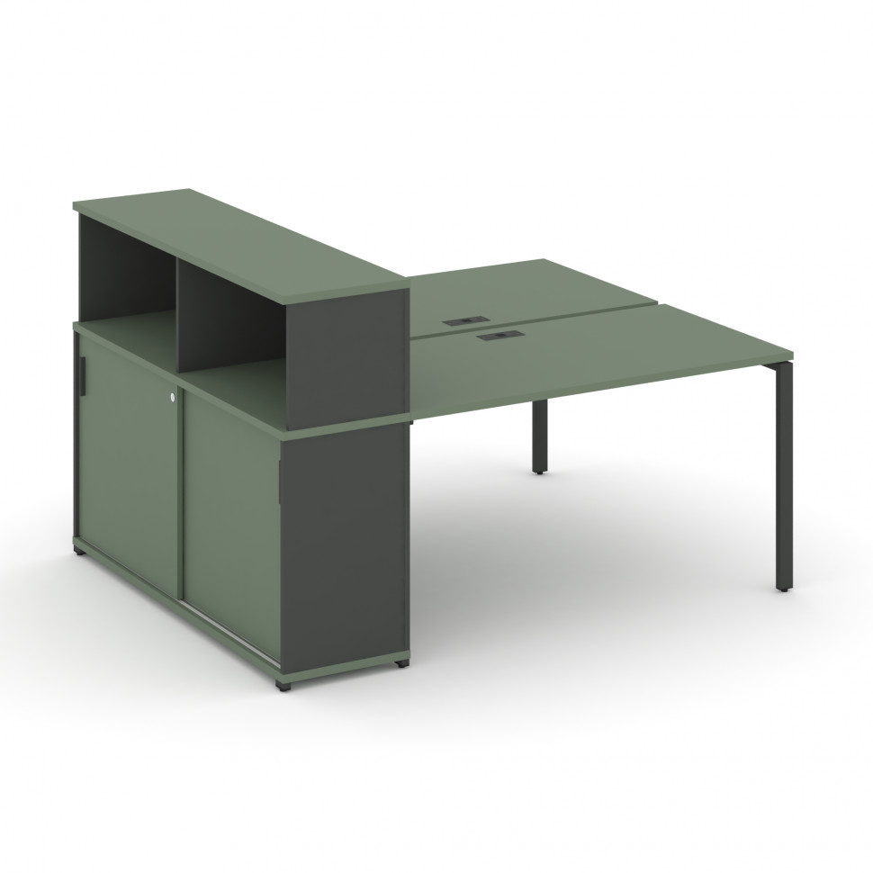 Concept Рабочая станция с опорным шкафом-купе с надставкой низ. CN.DRS-239 A Кобо/Антрацит/Металл Ан