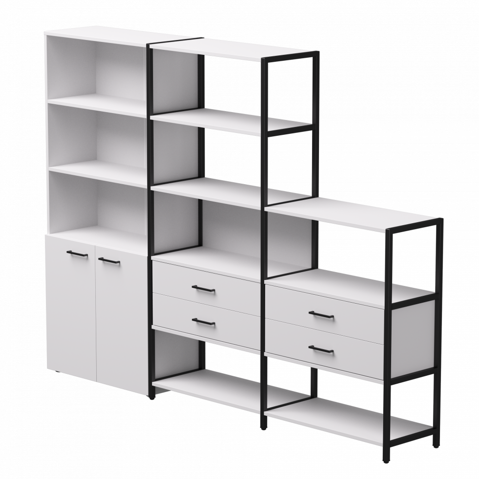 Набор стеллажных систем №12 Everprof EVO (ЭВО) 2435x385x1840 Белый/Черный