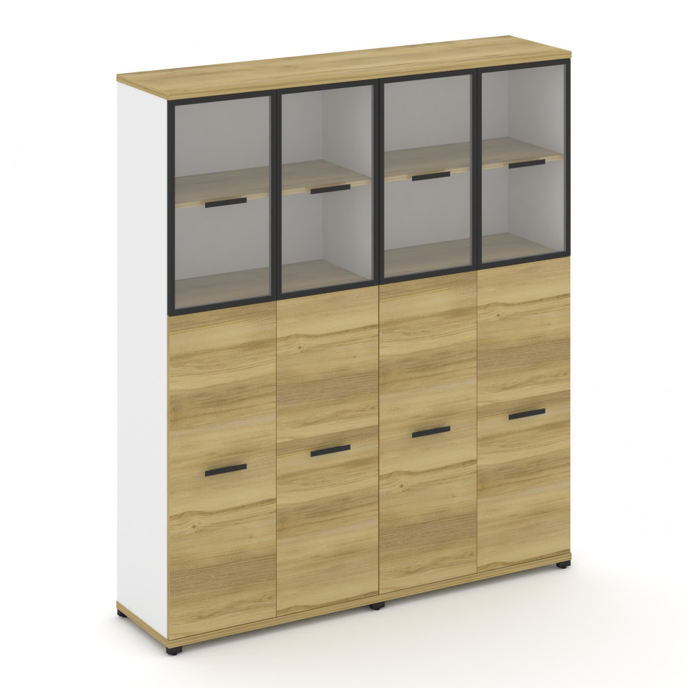 Concept Шкаф 2 широкие секции, 5 ниш CN.STS-525 RPB B Дуб Винченцо/Белый Бриллиант/Металл Черный/Про