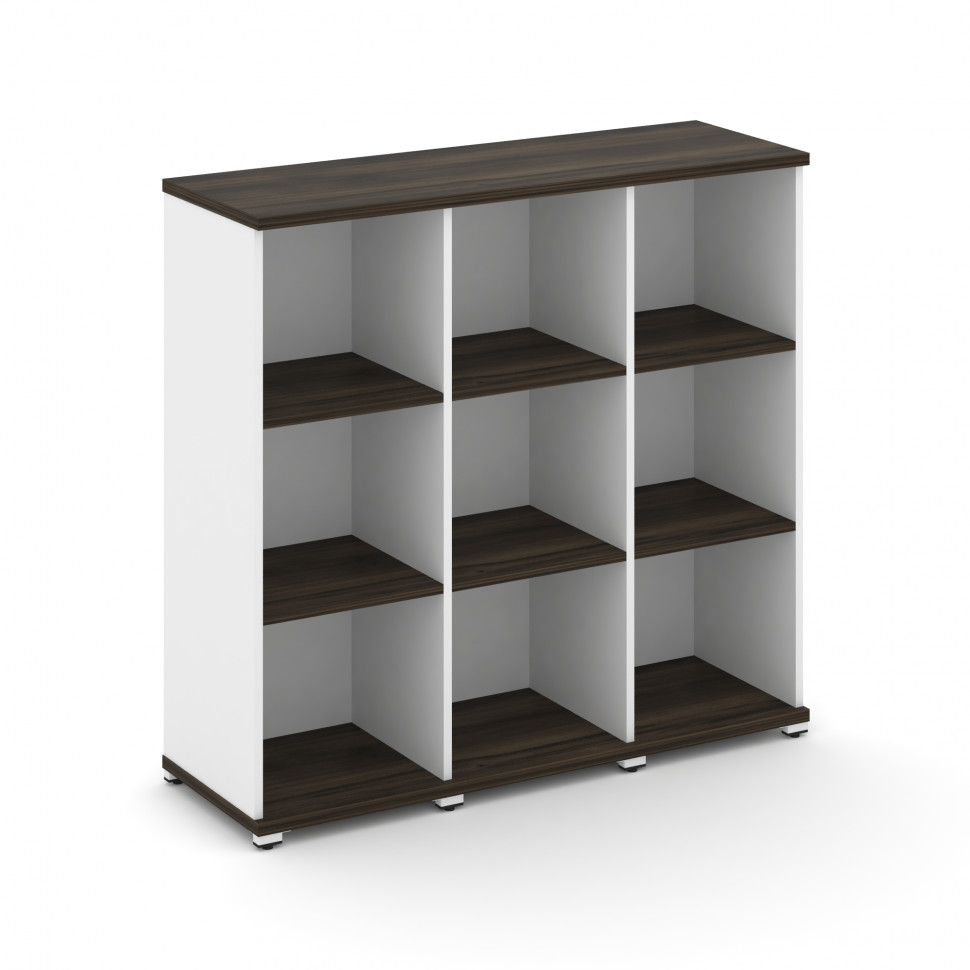 Concept Стеллаж 3 узкие секции, 3 ниши CN.STU-330 Дуб Мали/Белый Бриллиант/Металл Белый 1252*420*118