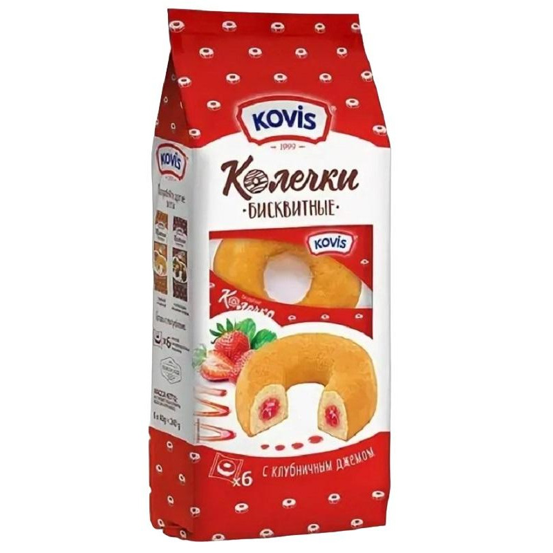 Пирожное колечки Kovis сдобные с клубн. джемом, 240г
