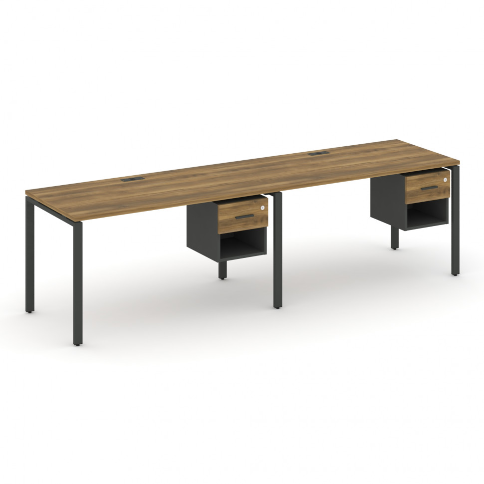 Concept Рабочая станция односторонняя с подвес. тумбами 2 места CN.ORS-118 A Сандал Янтарный/Антраци