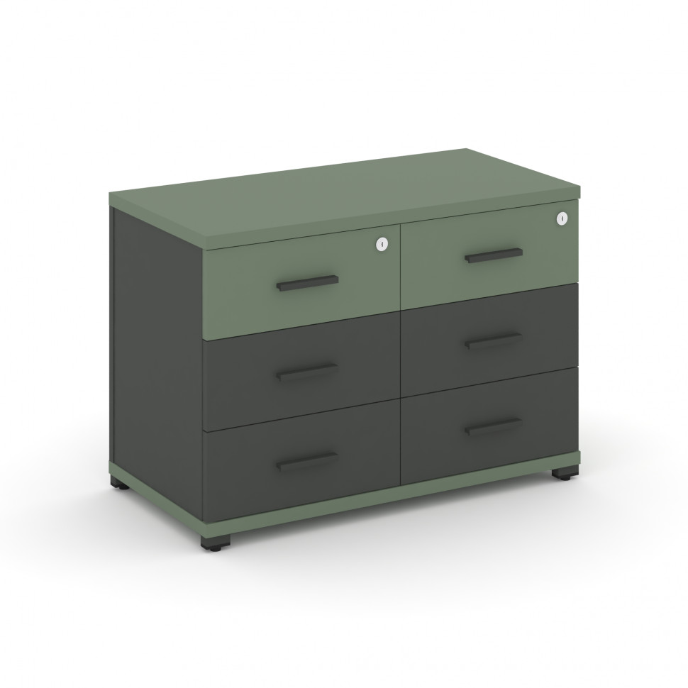 Concept Тумба приставная широкая 6 ящ. CN.TSP-007 A Кобо/Антрацит/Металл Антрацит 836*420*583