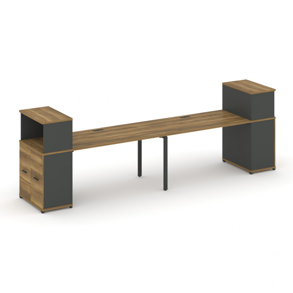 Concept Рабочая станция с опорными распаш. шкафами с надставкой низ. CN.ORS-225 A Сандал Янтарный/Ан