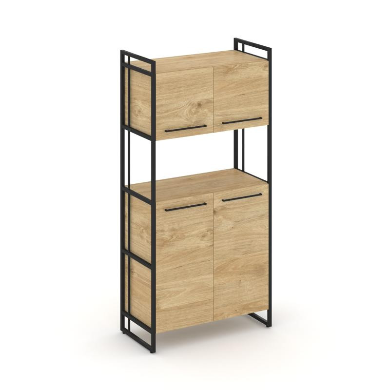 Rift Шкаф 4 ниши широкий RF.SS-42 Тиквуд Светлый/Металл Черный/Черный Ручки 798*396*1648