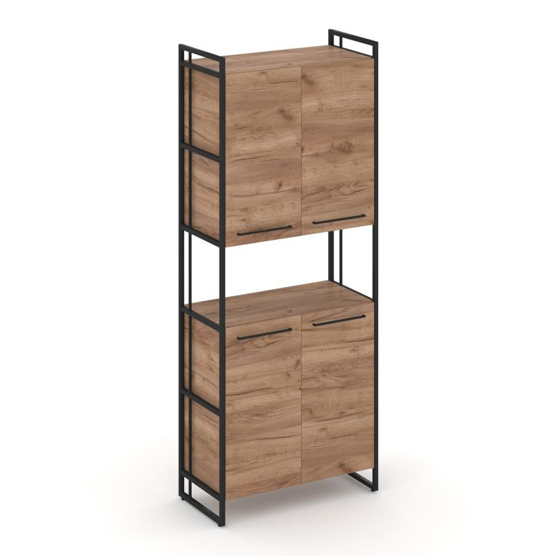 Rift Шкаф 5 ниш широкий RF.SS-52 Дуб Табак/Металл Черный/Черный Ручки 798*396*2010