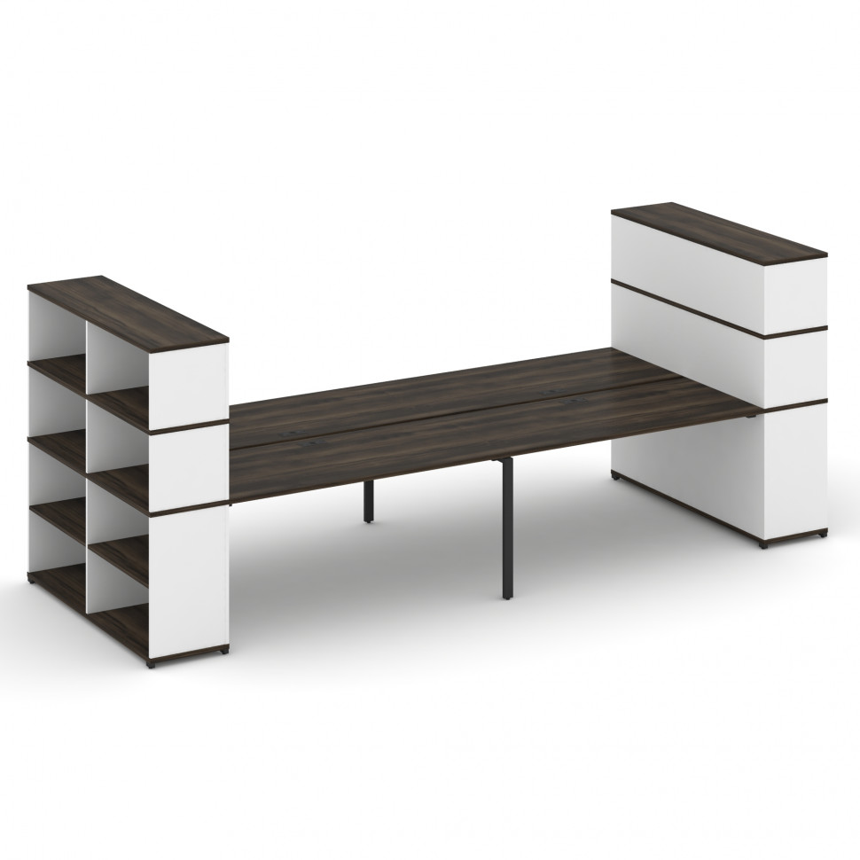 Concept Рабочая станция с опорными стеллажами с надставкой выс. CN.DRS-260 Дуб Мали/Белый Бриллиант/ Concept Рабочая станция с опорными стеллажами с надставкой выс. CN.DRS-260 Дуб Мали/Белый Бриллиант/