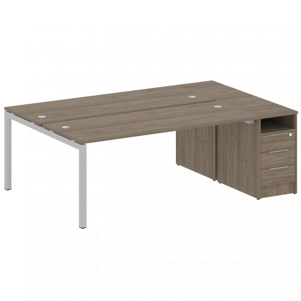 Metal System Quattro Рабочая станция с тумбой на П-образном м/к 50БП.РС-СТП-2.5 Вяз Благородный/Мета