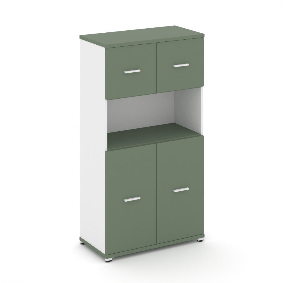 Concept Шкаф 1 широкая секция, 4 ниши CN.STS-415 W Кобо/Белый Бриллиант/Металл Белый 836*420*1554