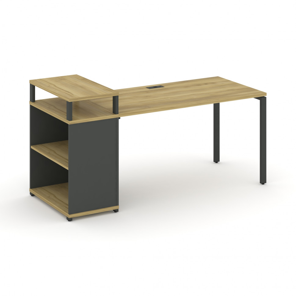 Concept Стол рабочий с опорным стеллажом с верх. горизонтом CN.SP-208 Дуб Винченцо/Антрацит/Металл Concept Стол рабочий с опорным стеллажом с верх. горизонтом CN.SP-208 Дуб Винченцо/Антрацит/Металл