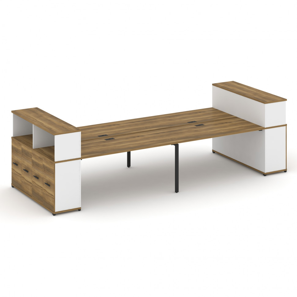 Concept Рабочая станция с опорными распаш. шкафами с надставкой низ. CN.DRS-272 B Сандал Янтарный/Бе