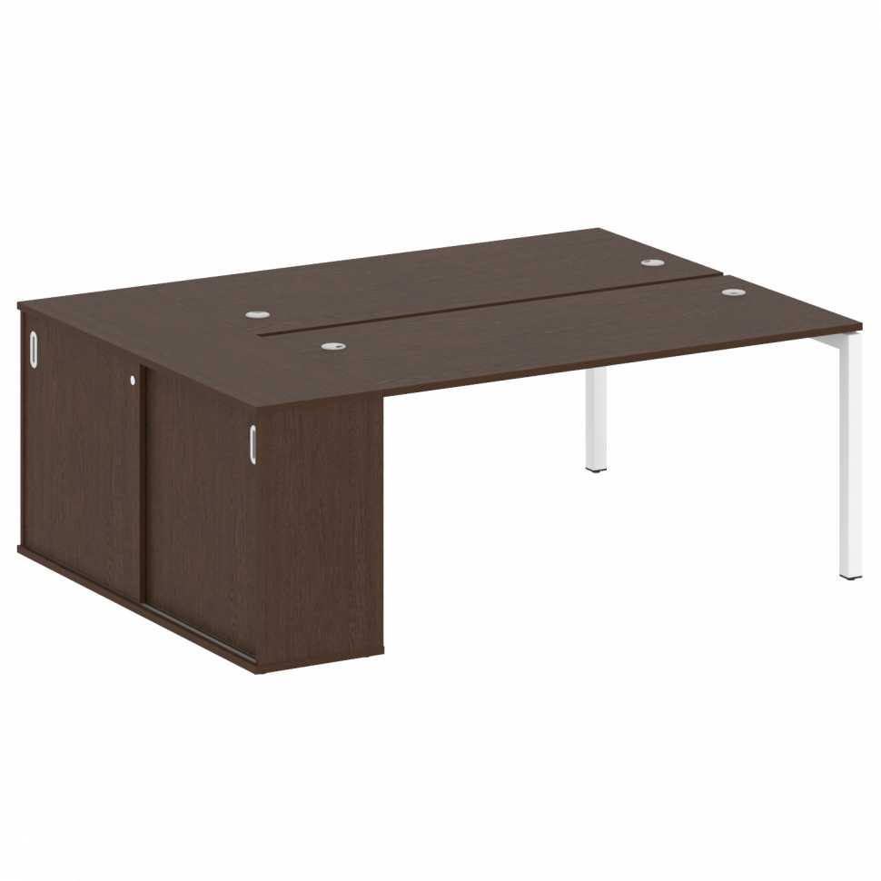 Metal System Quattro Рабочая станция с шкафом-купе на П-образном м/к 50БП.РС-СШК-1.4 Т Венге Цаво/Ме