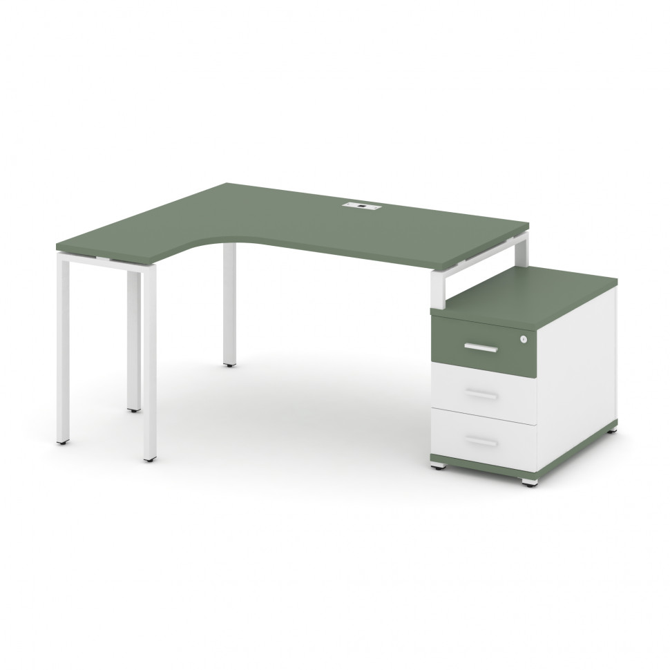 Concept Стол эргономичный с опорной тумбой CN.SA-301(L) W Кобо/Белый Бриллиант/Металл Белый 1380/174 Concept Стол эргономичный с опорной тумбой CN.SA-301(L) W Кобо/Белый Бриллиант/Металл Белый 1380/174