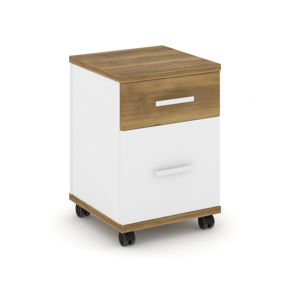 Concept Тумба мобильная 1 ящ.+1 распаш. фасад CN.TUM-009 W Сандал Янтарный/Белый Бриллиант/Металл Бе