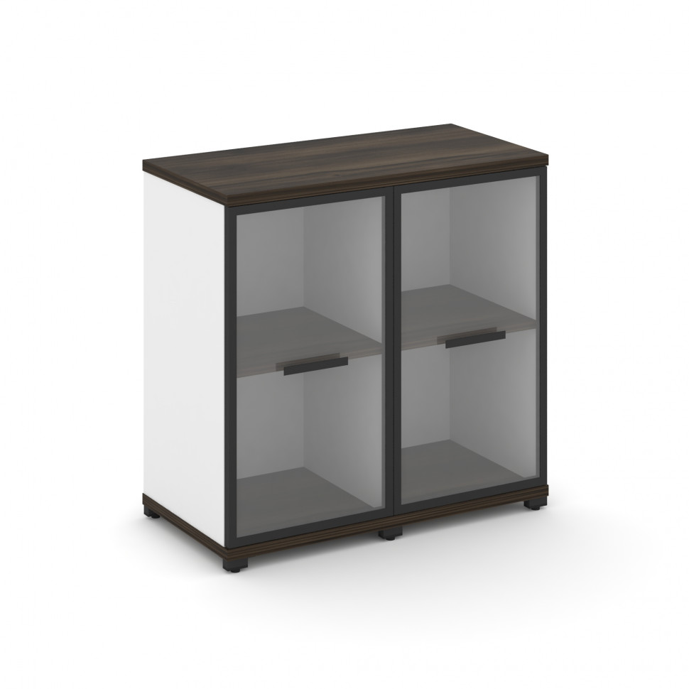 Concept Шкаф 2 узкие секции, 2 ниши CN.STU-223 RPB B Дуб Мали/Белый Бриллиант/Металл Черный/Прозрачн