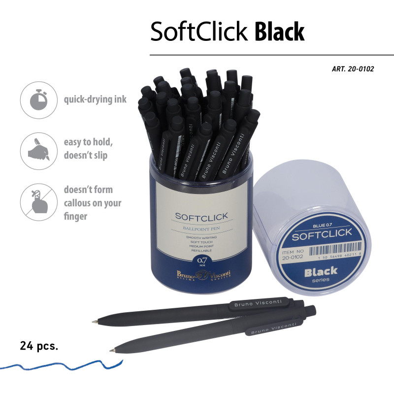Ручка шариковая автомат. SoftClick.Black 0.7мм синяя 20-0102