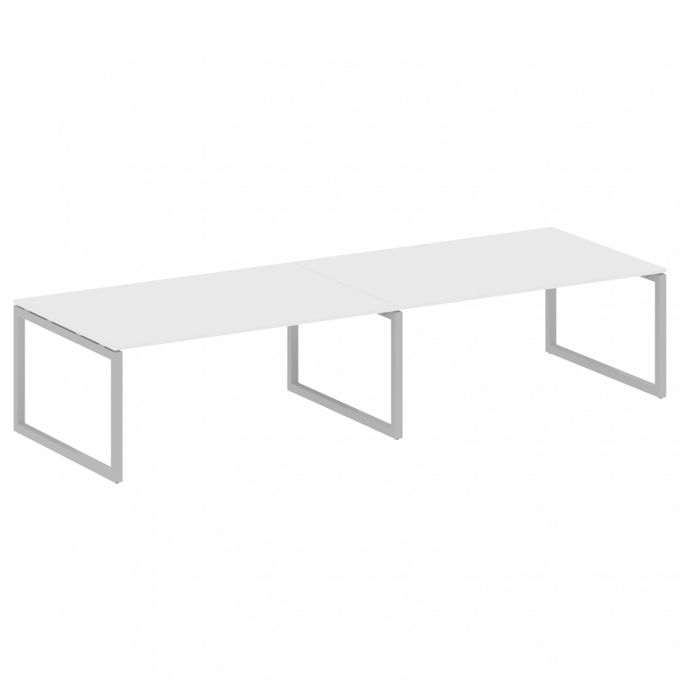 Metal System Quattro Переговорный стол (2 столешницы) на О-образном м/к 50БО.ПРГ-2.5 Белый/Металл Се