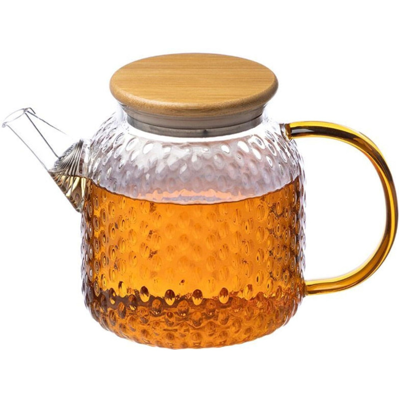 Чайник заварочный AROMA, объем 1л,из боросилик стекла,с крышк бамбук,105040