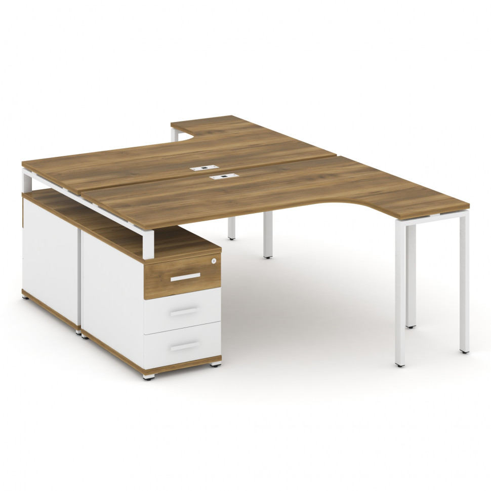 Concept Рабочая станция с двойной опорной тумбой CN.DSA-302 W Сандал Янтарный/Белый Бриллиант/Металл