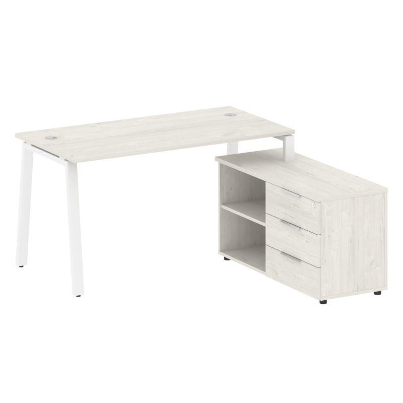 Metal System Рабочая станция с тумбой на А-образном м/к БА.РС-СТС-2.3 (R) Дуб Наварра/Металл Белый 1 Metal System Рабочая станция с тумбой на А-образном м/к БА.РС-СТС-2.3 (R) Дуб Наварра/Металл Белый 1