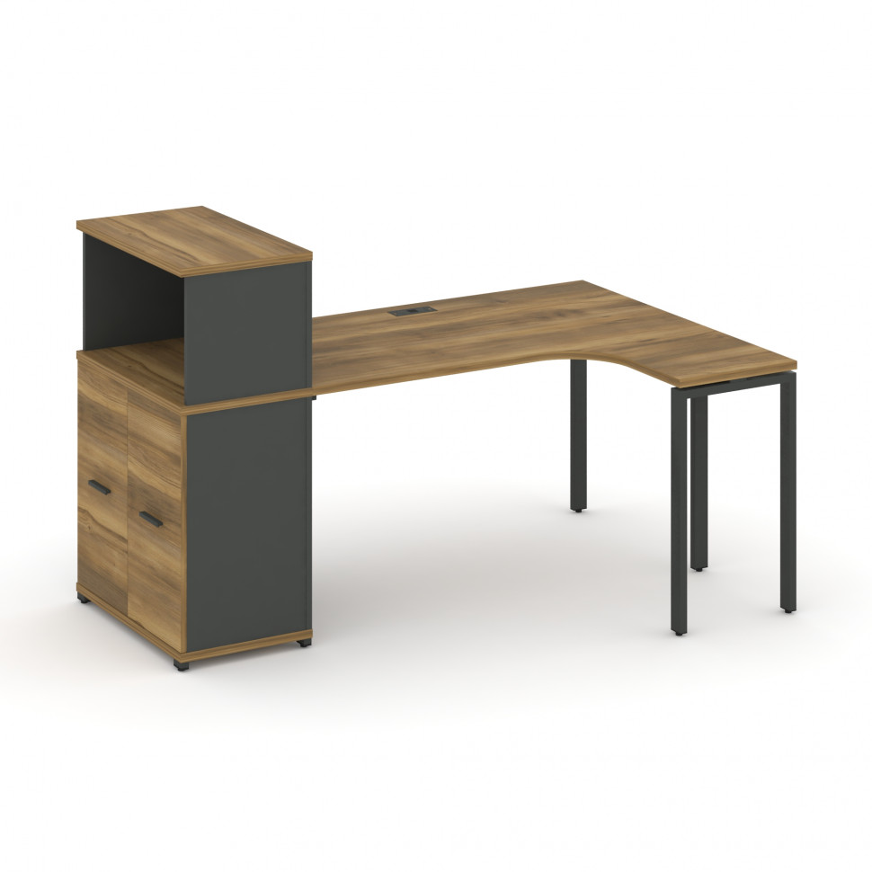 Concept Стол эргономичный с опорным распаш. шкафом с надставкой низ.  CN.SA-214(R) A Сандал Янтарный