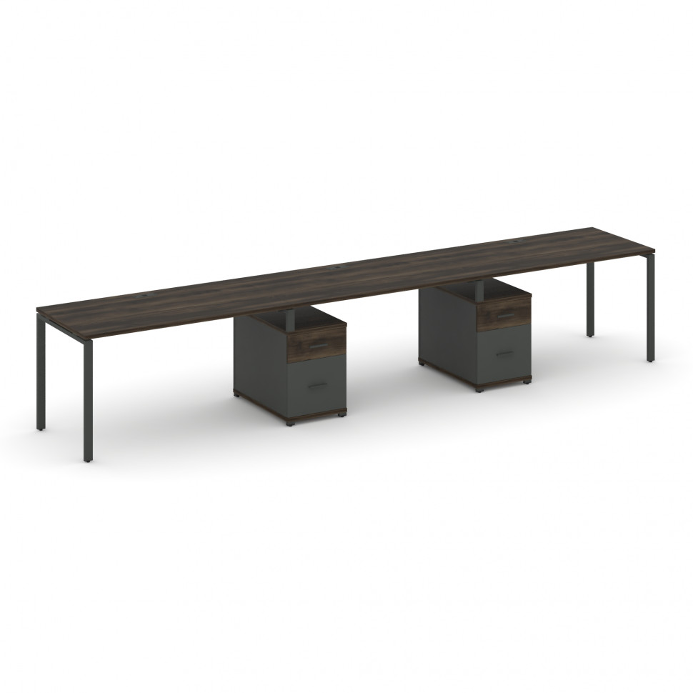 Concept Рабочая станция 3 места с 2 опорными тумбами CN.ORS-340 A Дуб Мали/Антрацит/Металл Антрацит