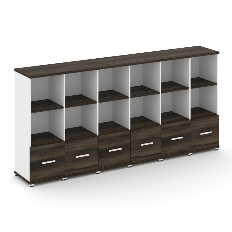 Concept Шкаф 6 узких секций, 3 ниши CN.STU-361 W Дуб Мали/Белый Бриллиант/Металл Белый 2500*420*1186