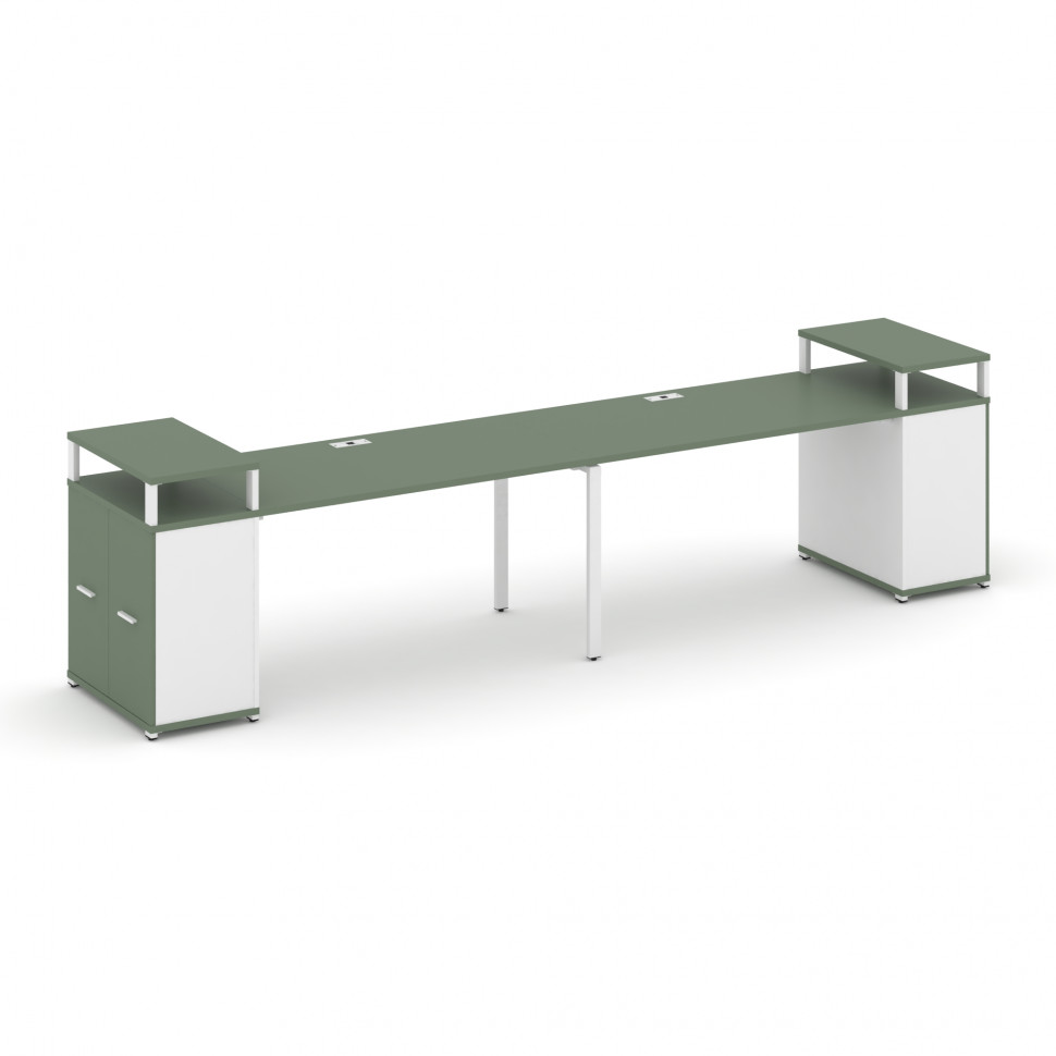 Concept Рабочая станция с опорными распаш. шкафами с верх. горизонтами  CN.ORS-223 W Кобо/Белый Брил