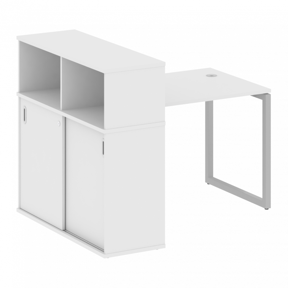 Metal System Quattro Стол письменный с шкафом-купе на О-образном м/к 40БО.РС-СШК-3.1 Т Белый/Металл Metal System Quattro Стол письменный с шкафом-купе на О-образном м/к 40БО.РС-СШК-3.1 Т Белый/Металл