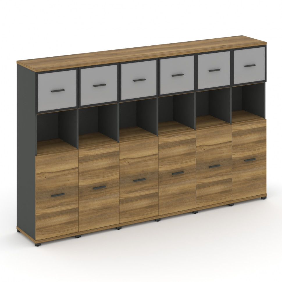 Concept Шкаф 6 узких секций, 4 ниши CN.STU-465 RMB A Сандал Янтарный/Антрацит/Металл Антрацит/Сатин