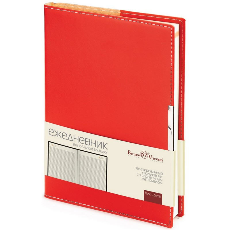 Ежедневник недатированный А5  METROPOL  (КРАСНЫЙ)3-491/02
